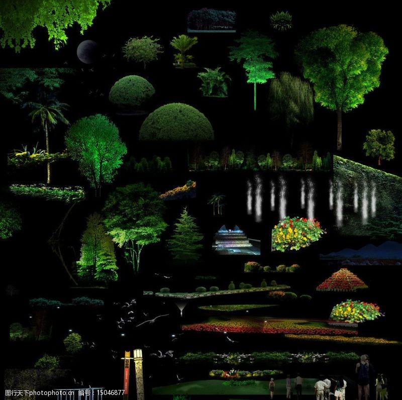 水柱景观园林植物素材图片