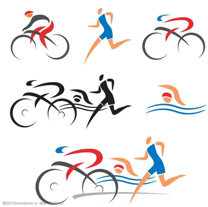 骑自行车体育运动人物图标