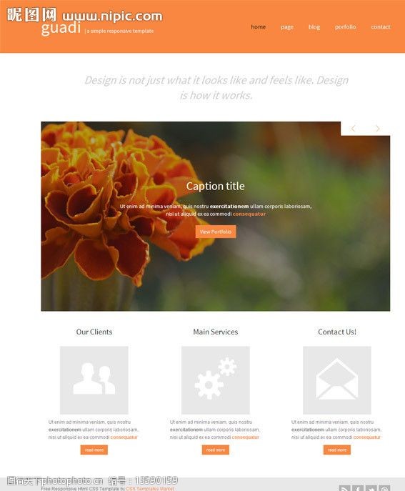橙色英文橙色简洁CSS模板图片