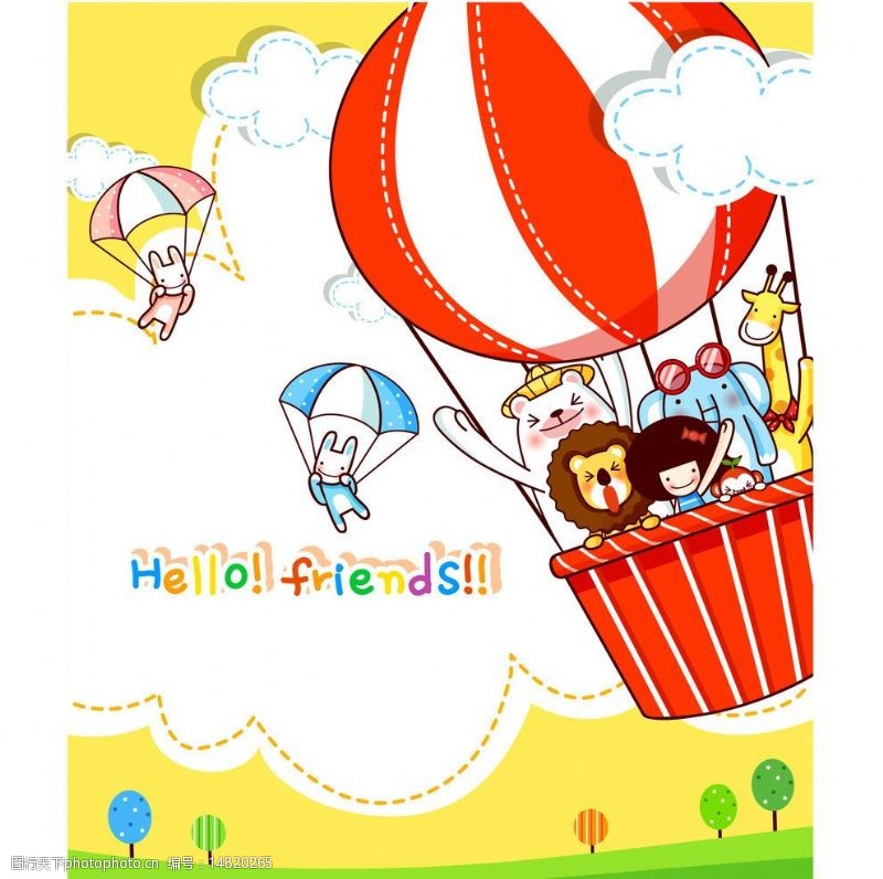 乘坐热气球的人物乘坐热气球的小动物图片