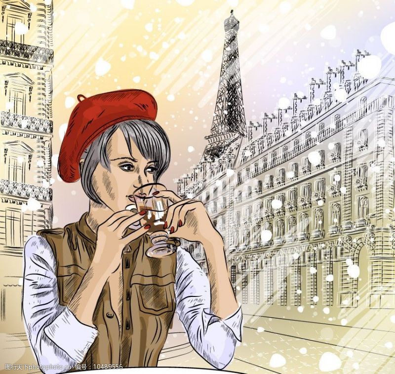 都市生活冬季喝咖啡美女图片