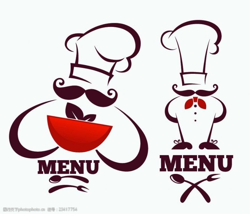 卡通菜单厨师图标