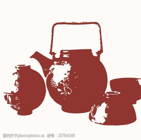 中国艺术节中国风矢量茶壶套剪影