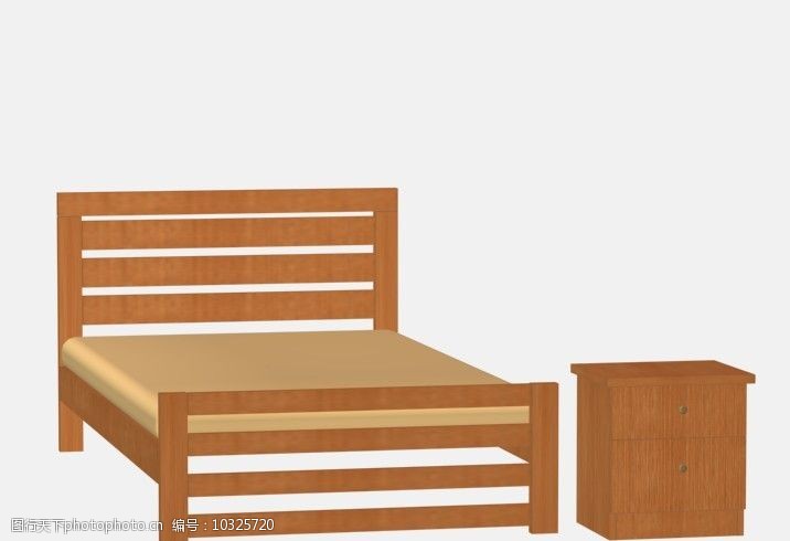 家具模型实木床图片
