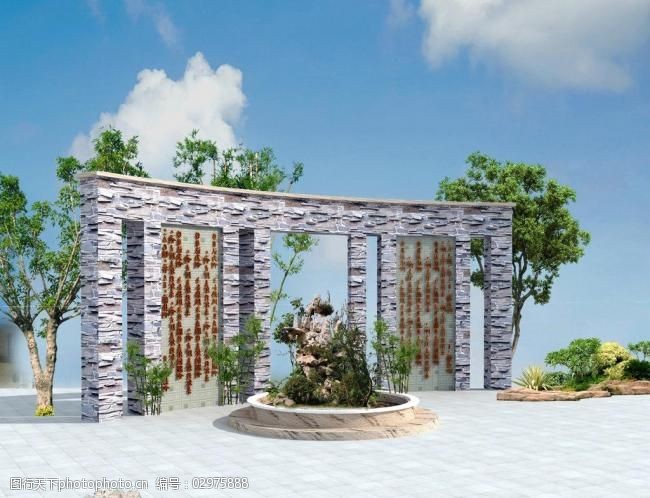 景观源文件艺术景墙图片