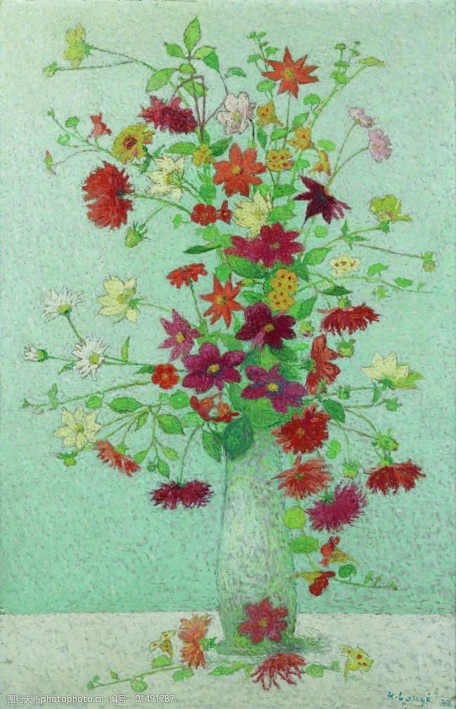 flowersAchilleLaugeFlowers1938花卉水果蔬菜器皿静物印象画派写实主义油画装饰画