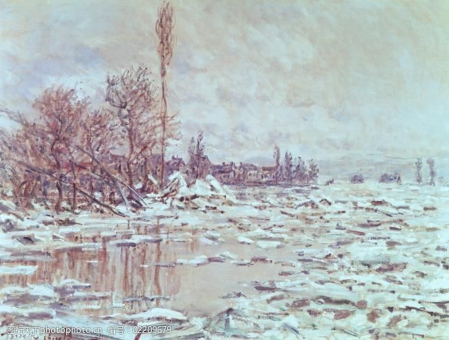 iceBreakupofIceGreyWeather1880法国画家克劳德.莫奈oscarclaudeMonet风景油画装饰画