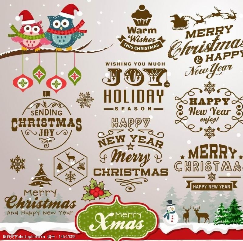 喜庆节日主题背景圣诞标签图片