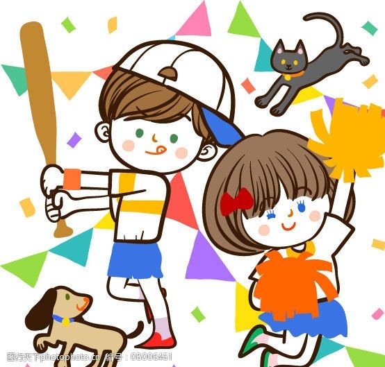 快乐学生插画棒球比赛图片