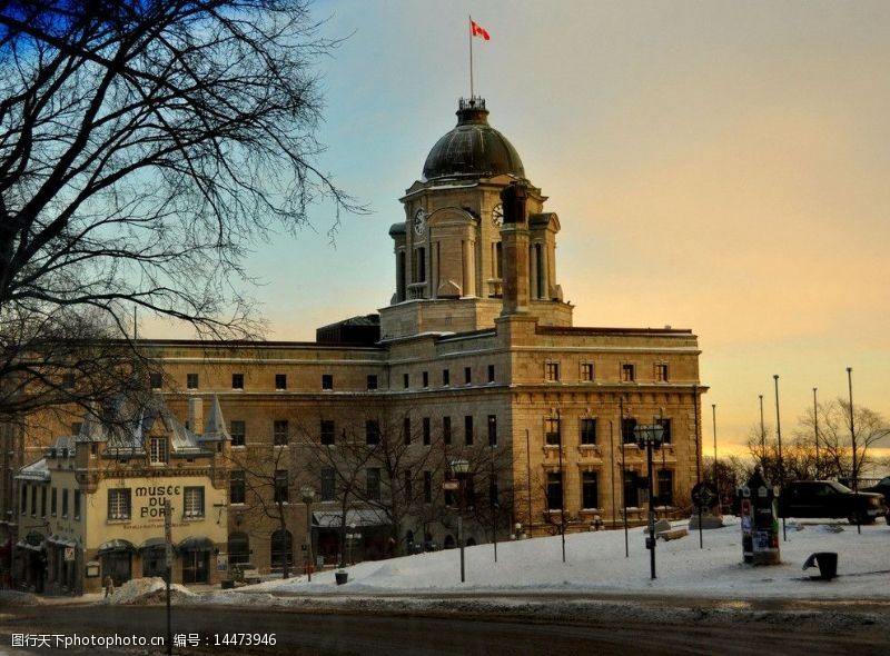 政府大楼魁北克冬日街景图片