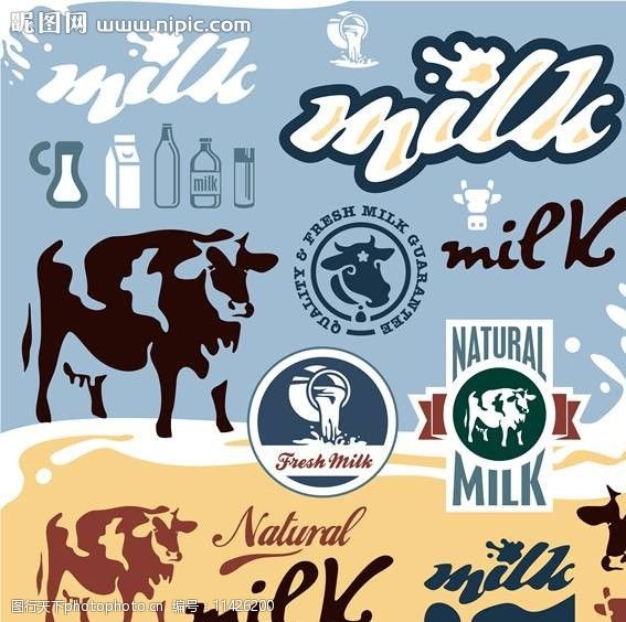 牛奶商标牛奶标志图片