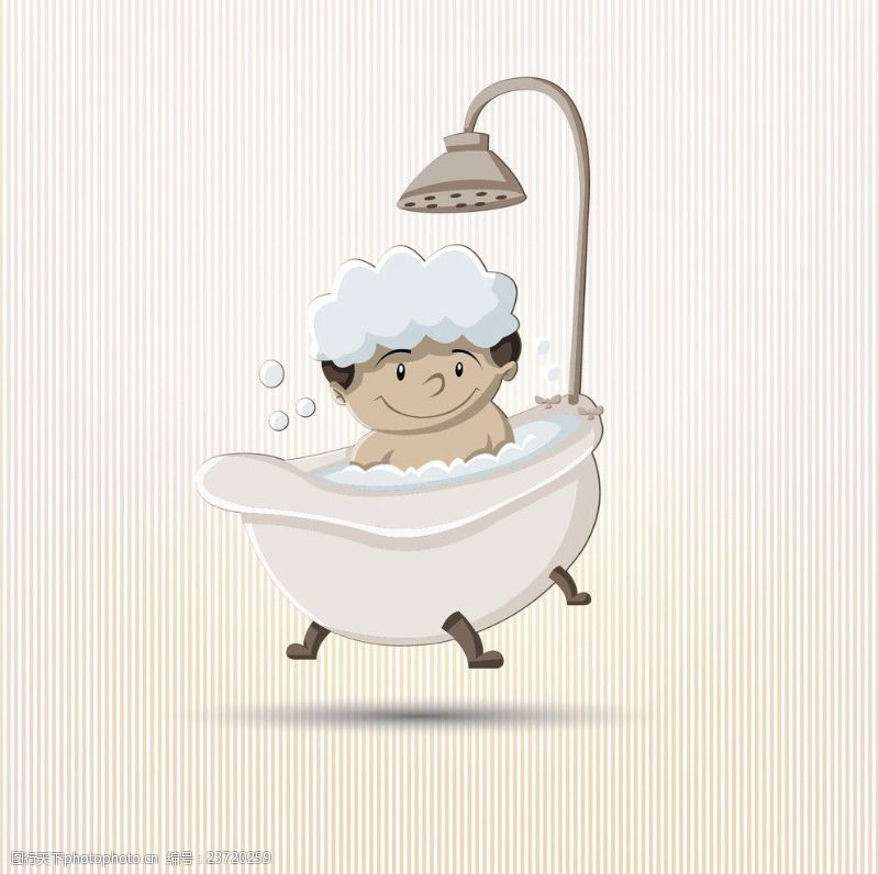 可爱的小象小男孩洗澡