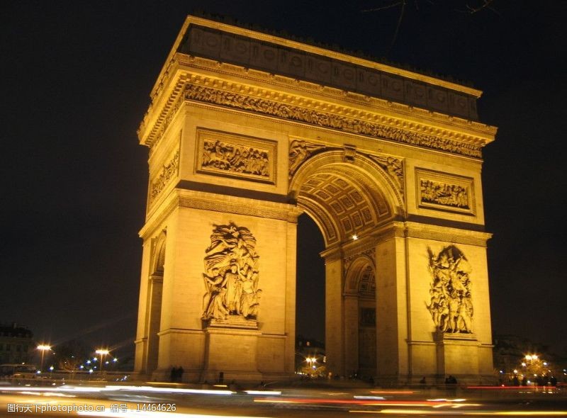 世界著名建筑巴黎凯旋门夜景图片