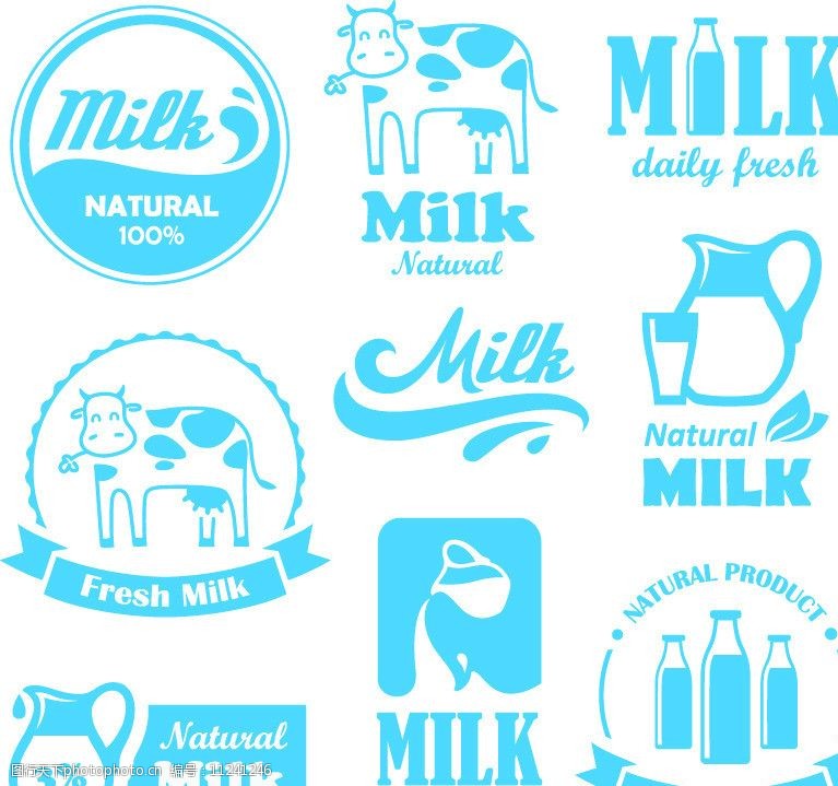 牛奶商标牛奶标签图片