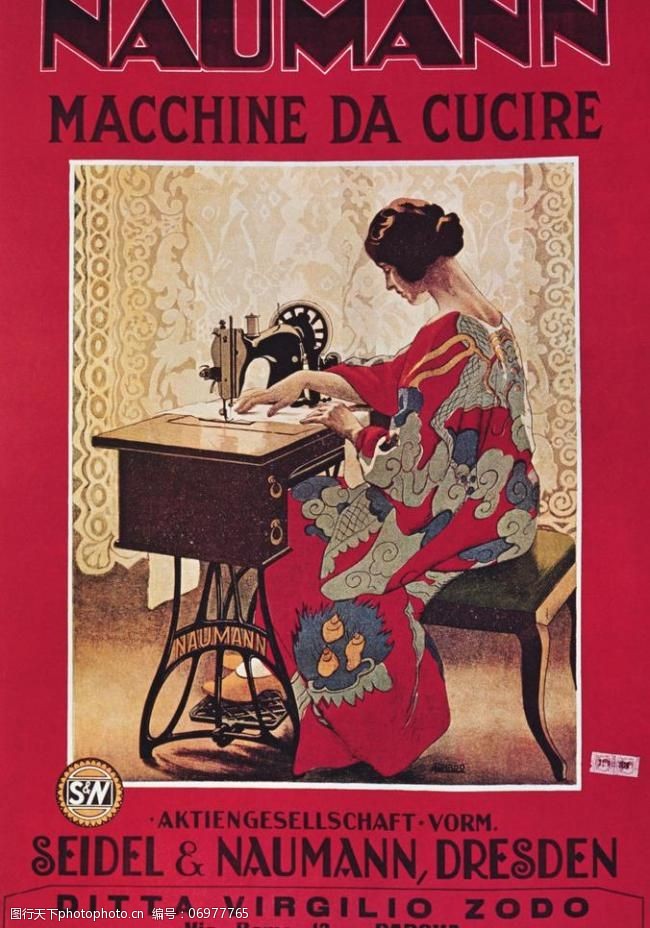缝纫机欧式海报图片