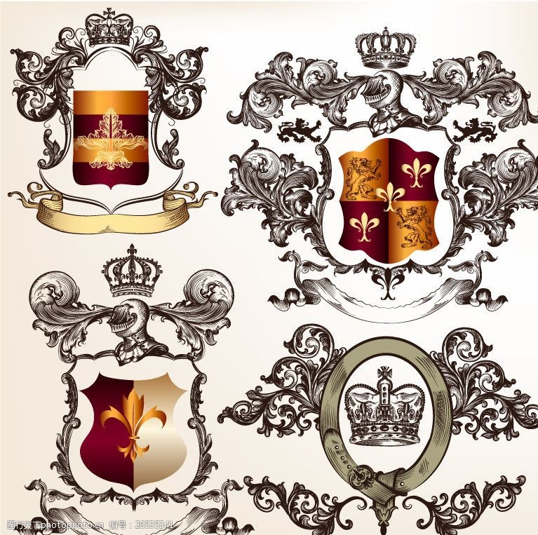 精品花纹边框模板古典皇家徽章设计