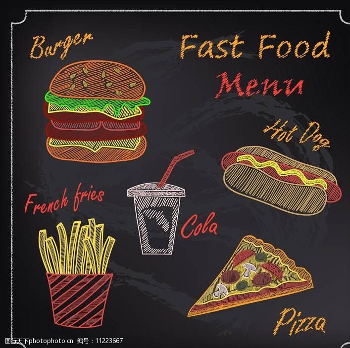 披萨图案餐饮菜单饭店菜单设计图片