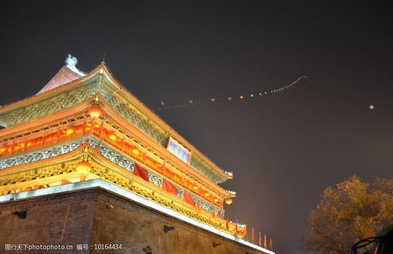 古筝鼓楼夜景中国风景图片
