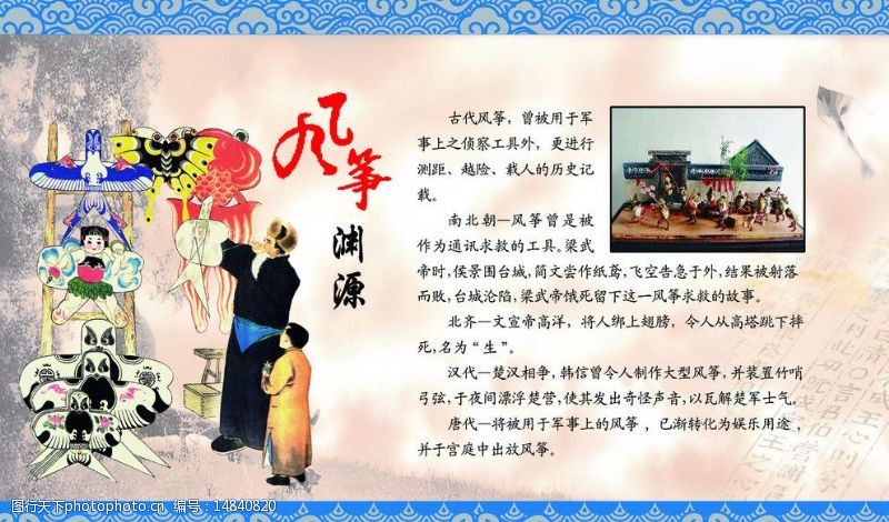古筝文化风筝节文化展板图片