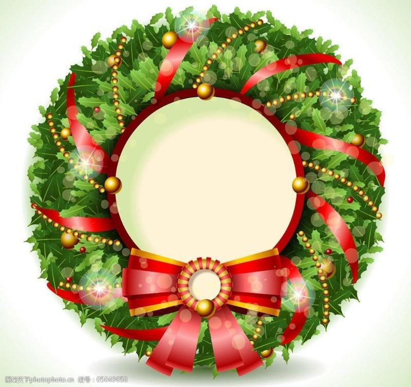 海马背景模板下载圣诞节花圈花环图片