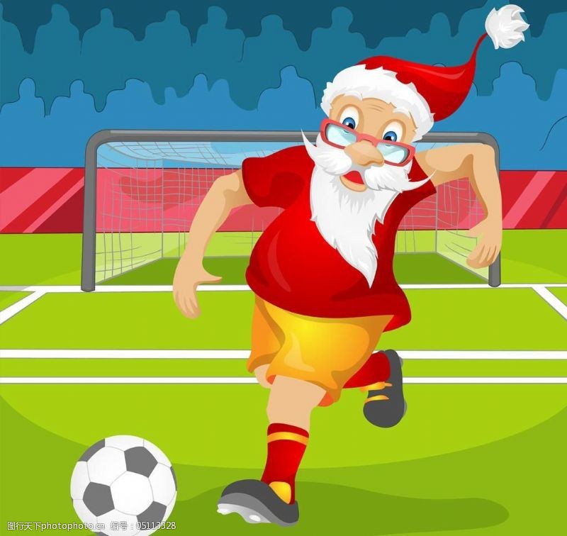 潮流卡片模板踢足球的圣诞老人图片