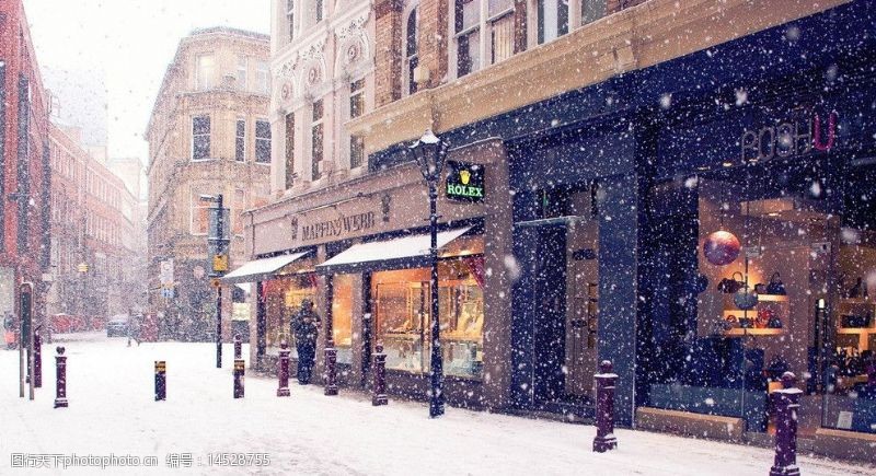 lomo街道雪景图片