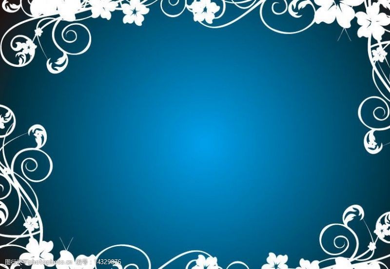 高清蓝色典雅底纹花纹边框图片