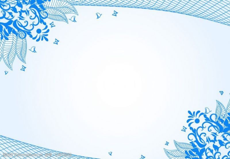 高清蓝色典雅底纹花纹边框图片