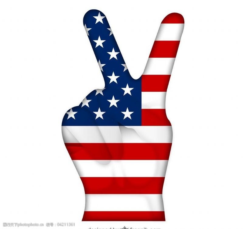 美国国旗模板下载胜利手势图片