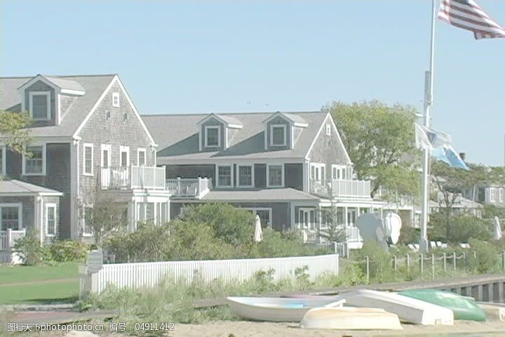 马萨诸塞州楠塔基特岛海滩和房屋股票视频