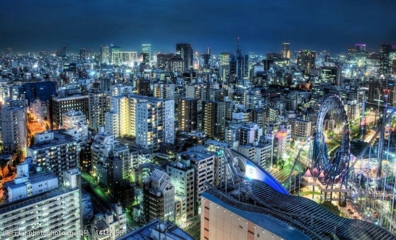 建筑夜景外观东京夜景俯瞰图片