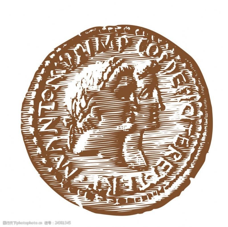 古印钱复古硬币印花