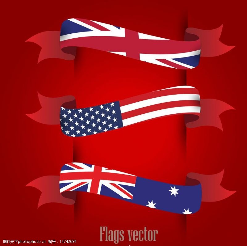 美国国旗模板下载美国飘带图片
