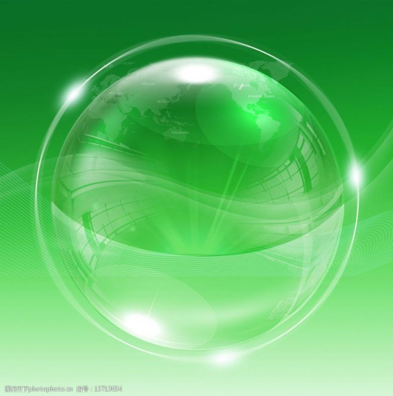 水晶球绿色地球创意设计图片
