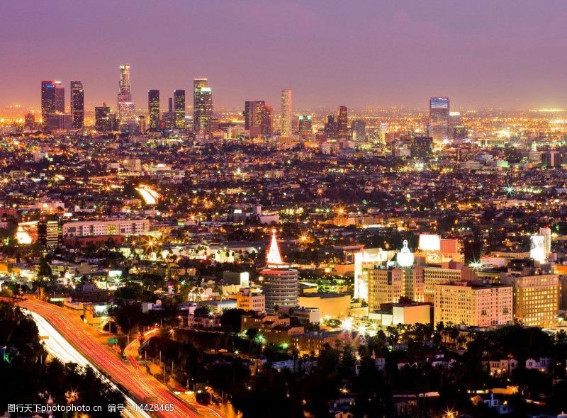 建筑夜景外观洛杉矶夜景图片