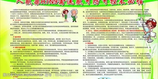 猪流感H7N9禽流感防控宣传栏矢量素材