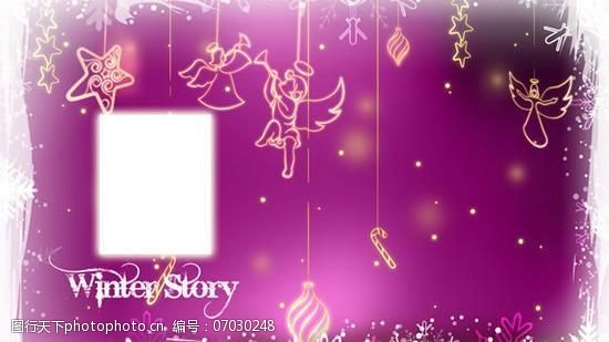 圣诞节的故事浪漫紫色温暖冬天相框边框PS