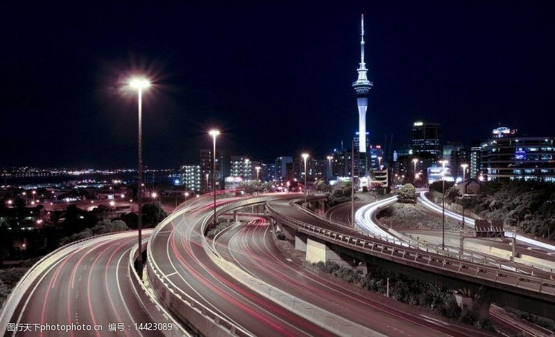 建筑夜景外观新西兰惠灵顿夜景图片