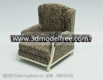 3d模型人物木底布的单人沙发
