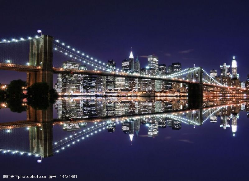 建筑夜景外观美国城市大桥夜景图片