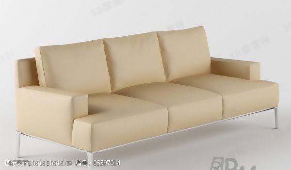 有贴图3D三人沙发模型