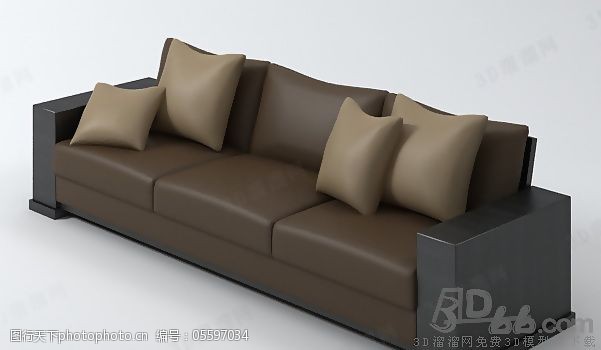 有贴图3D三人沙发模型