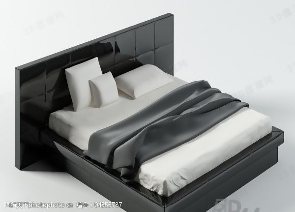 有贴图3D双人床模型