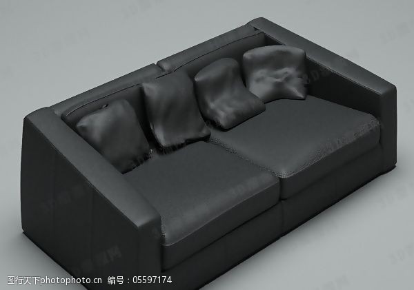 有贴图3D双人沙发模型