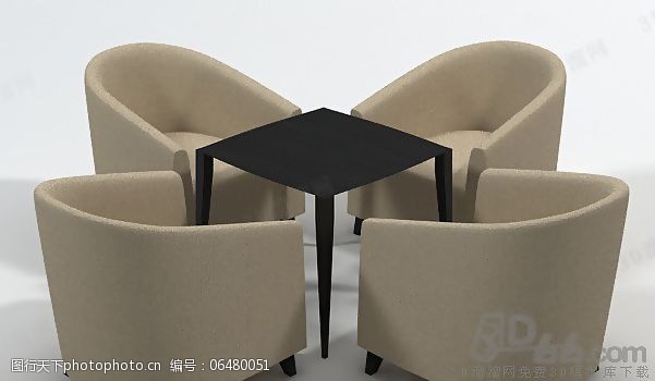 椅子模型3D桌椅组合模型