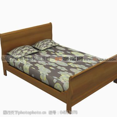 枕头贴图3D床模型