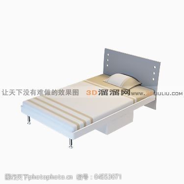枕头贴图3D单人床模型