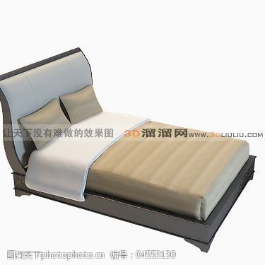 枕头贴图3D双人床模型