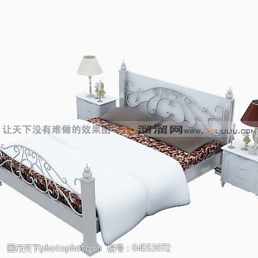 枕头贴图3D铁艺床模型