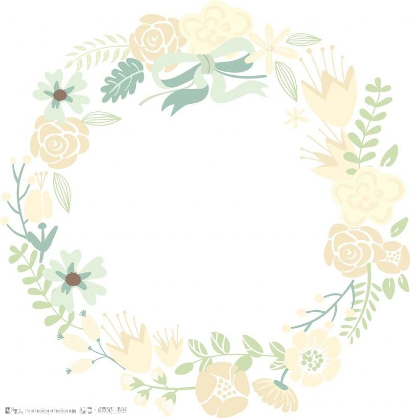 花框可爱复古花的形状设置联合国环完美的婚礼请柬和生日卡片